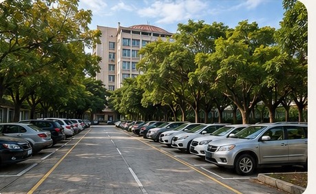 中興大學校園內的停車場