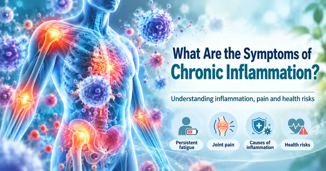 Illustration of the immune system and inflammatory response, showing how chronic inflammation may be linked to pain and health risks