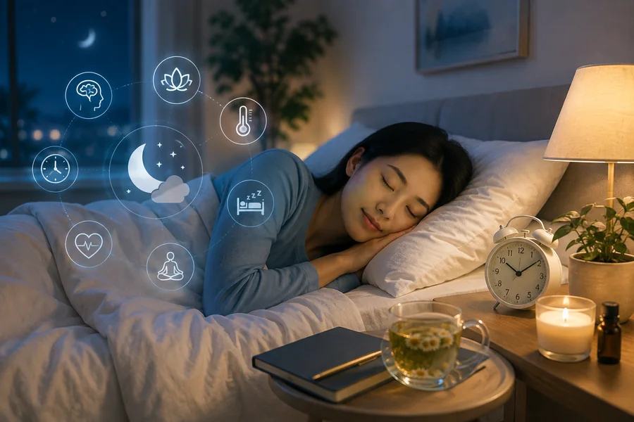 女性在臥室安穩入睡