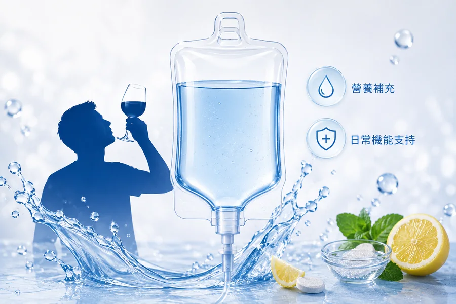 水花與藍色點滴袋