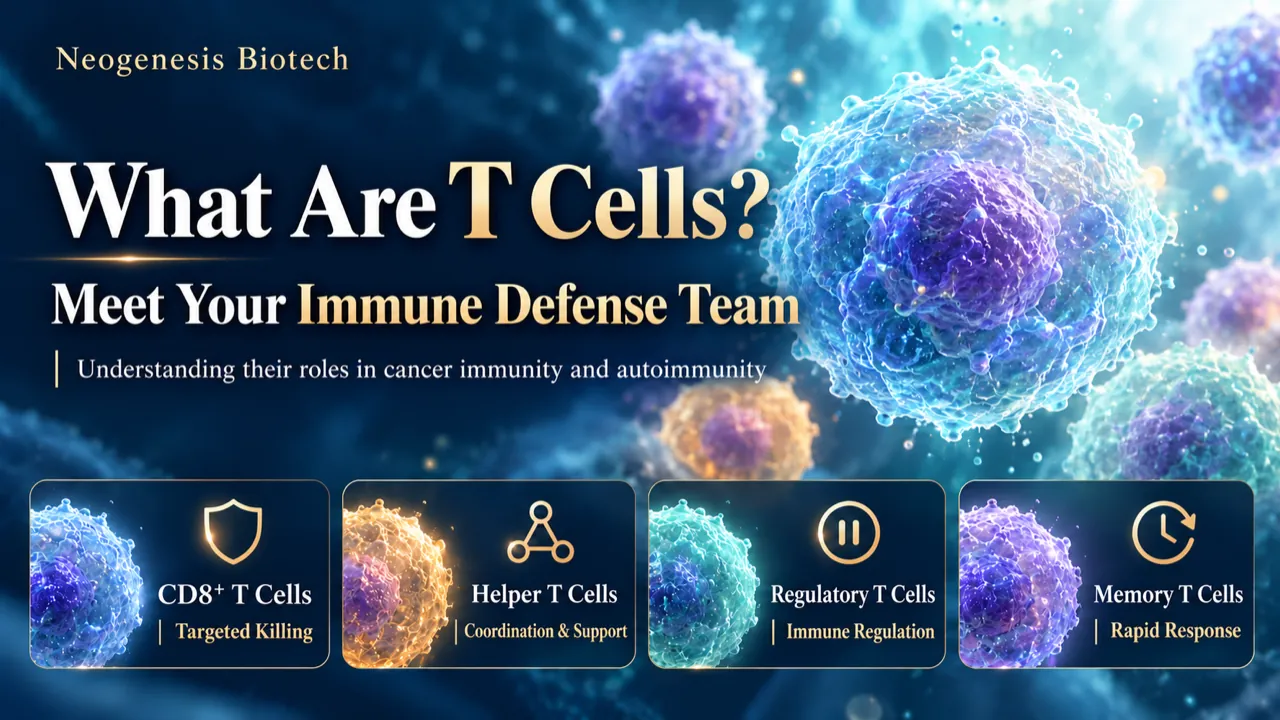What are T cells: CD8⁺ T cells for targeted killing, helper T cells for coordination, regulatory T cells for immune regulation and memory T cells for rapid response