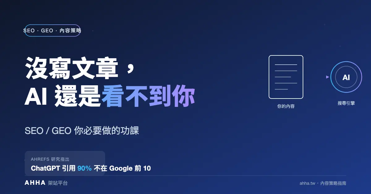 沒寫文章，AI 還是看不到你：SEO/GEO 你必要做的功課