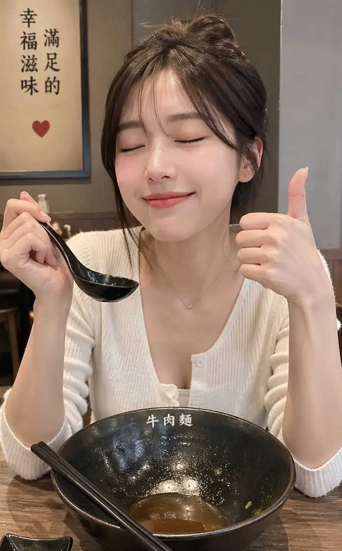 吃牛肉麵後的滿足感