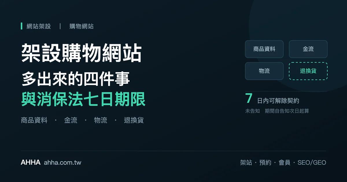 架設購物網站多出來的四件事:商品資料、金流、物流、退換貨,以及消保法七日解除契約期限
