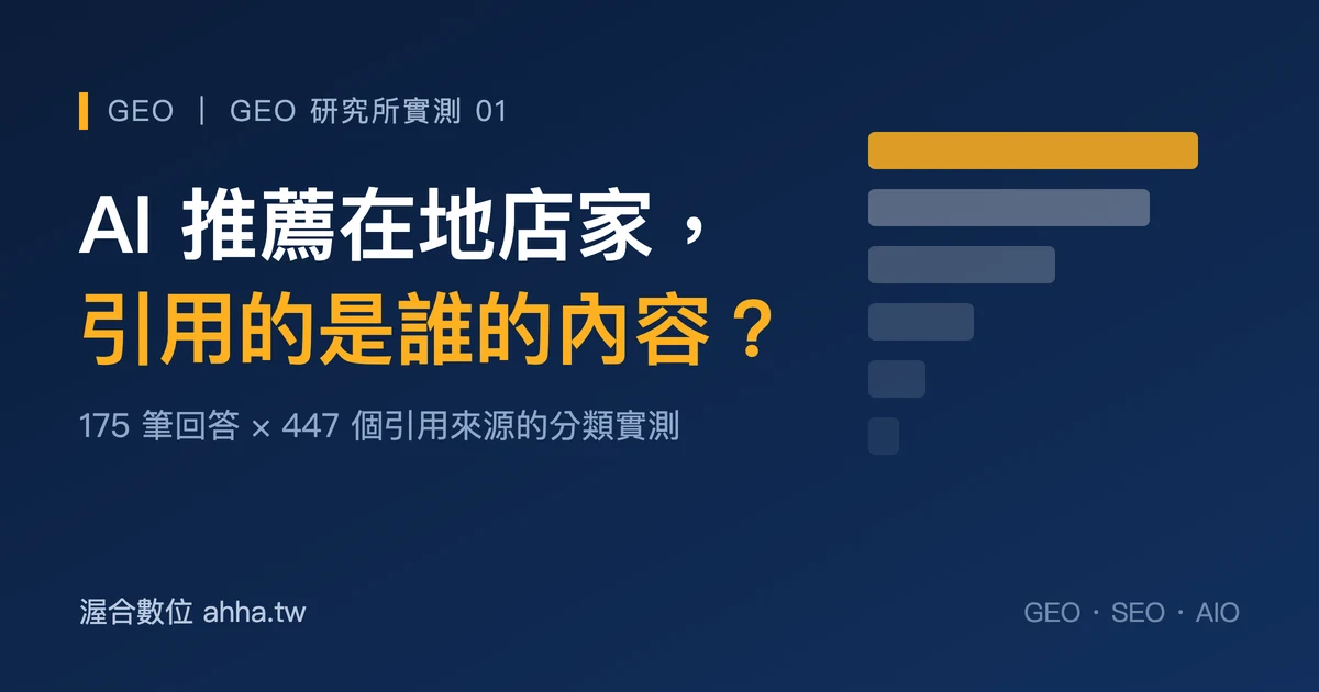 AI 推薦在地店家引用來源分類實測:六類來源分布示意