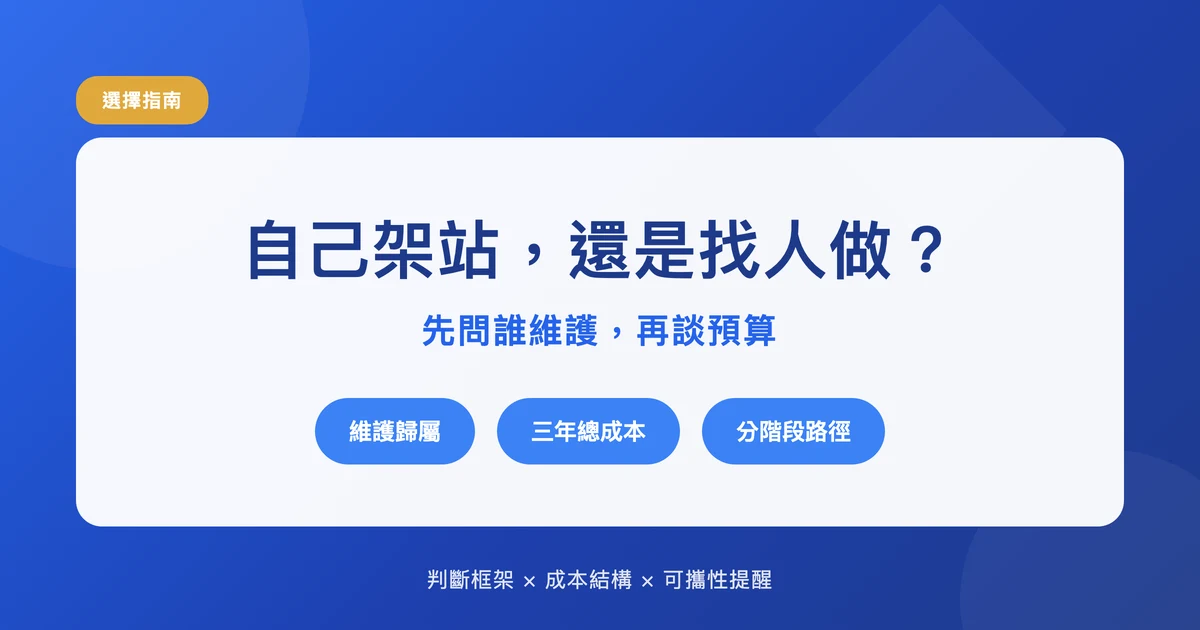 自己架站還是找人做?先問誰維護,再談預算