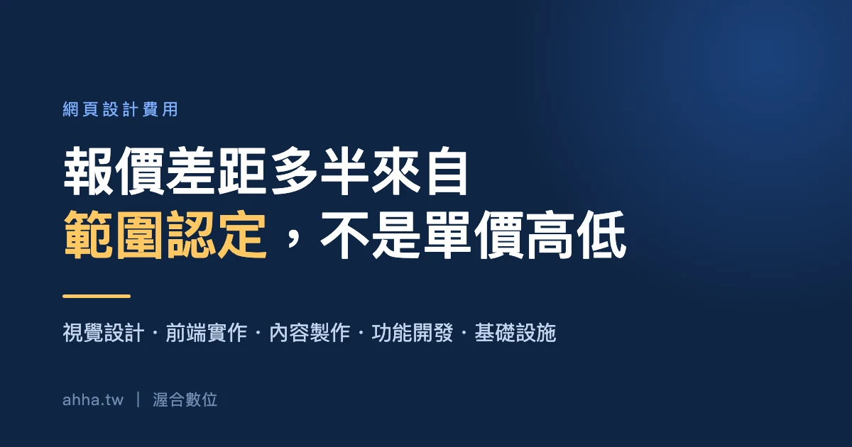 網頁設計費用的五個組成部分:視覺設計、前端實作、內容製作、功能開發與基礎設施